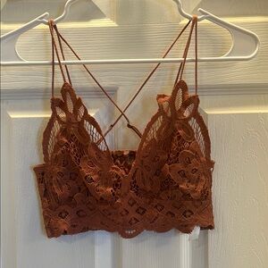 Free People Lace Bralette in Rust